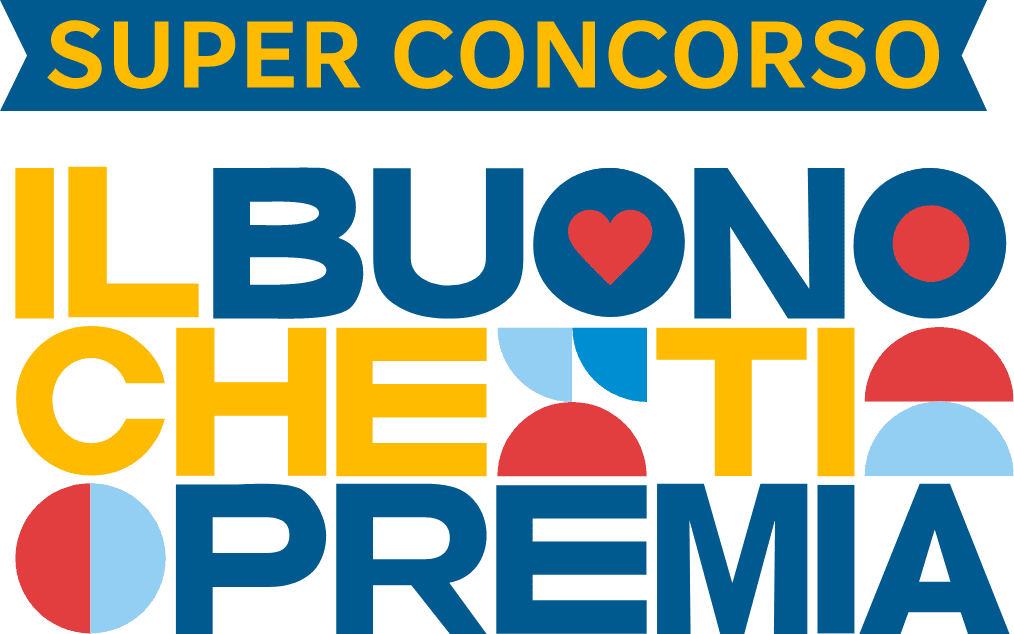 immagine con testo di vari colori giallo, rosso e blu con scritto'super concorso il buono che ti premia'