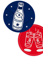 icon with san pellegrino glasses and text 'two worlds one bite'