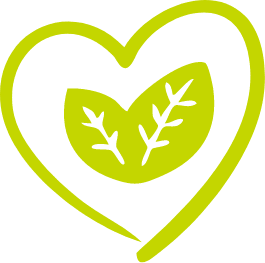 icona verde di un cuore che racchiude una foglia