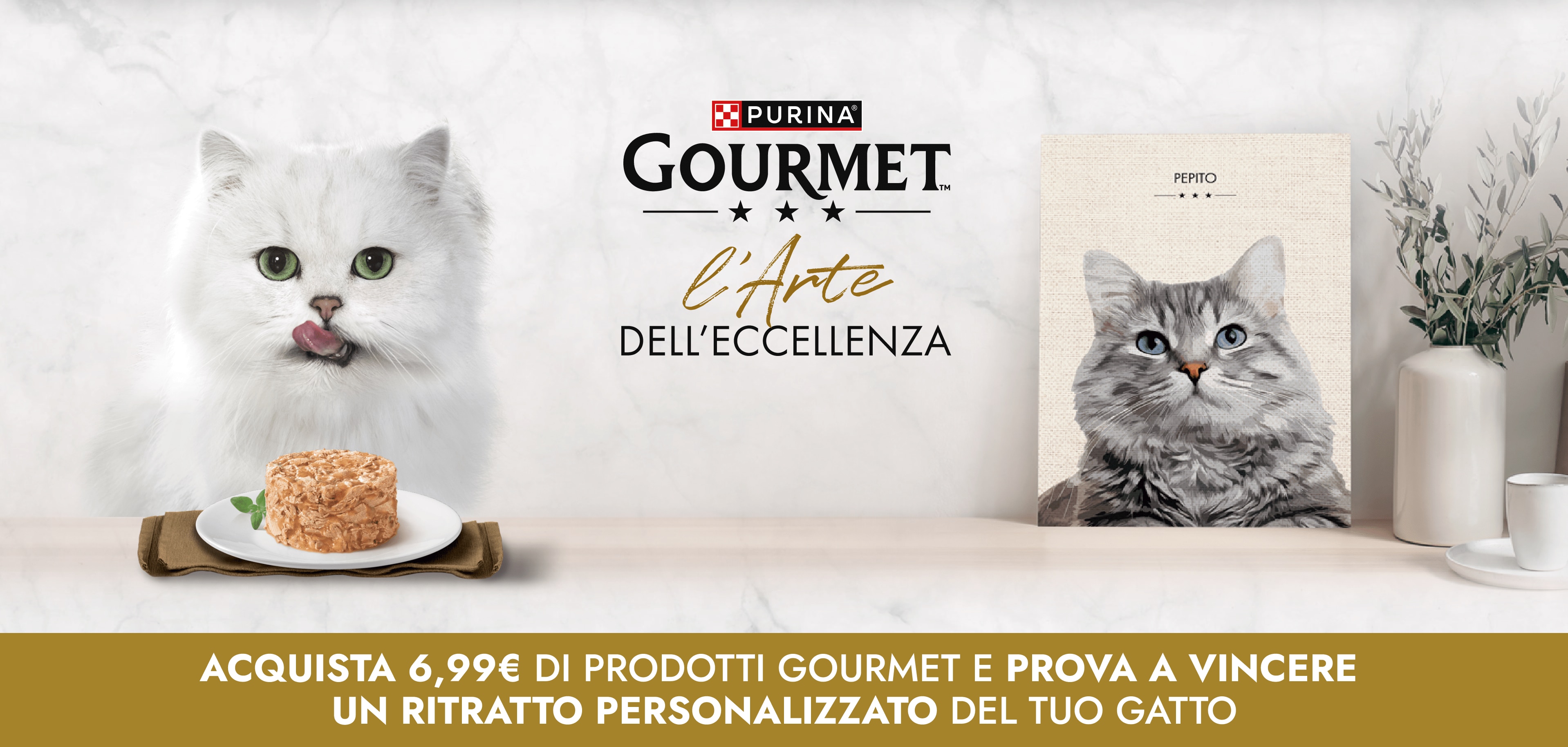 immagine di sfonndo con due gatti e lgo nel mezzo per concorso
