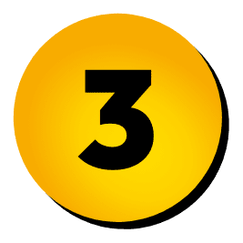 infografica gialla con numero '3' di colore nero