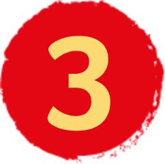 numero 3 giallo sfondo rosso