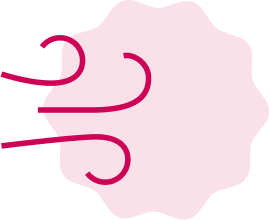 righe rosa che indicano spostamento d'aria su sfondo rosa chiaro