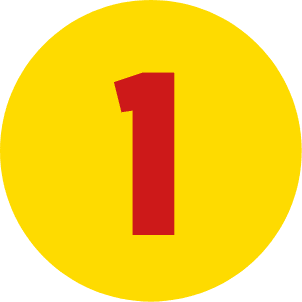 immagine di infografica rotonda gialla con numero 1 in rosso al centro
