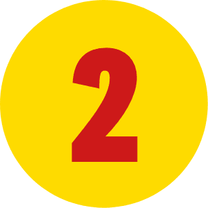 immagine di infografica rotonda gialla con numero 2 in rosso al centro
